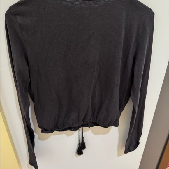 American Eagle Outfitters Charcoal Lace-Up Blouse - Picture 9 of 9